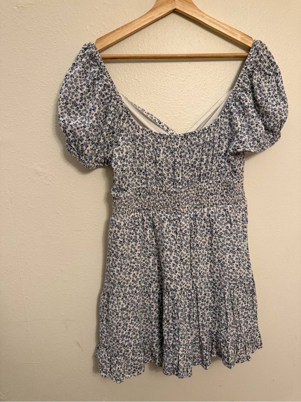 American Eagle Outfitters Blue Floral Tie-Front Mini Dress - Picture 6 of 7